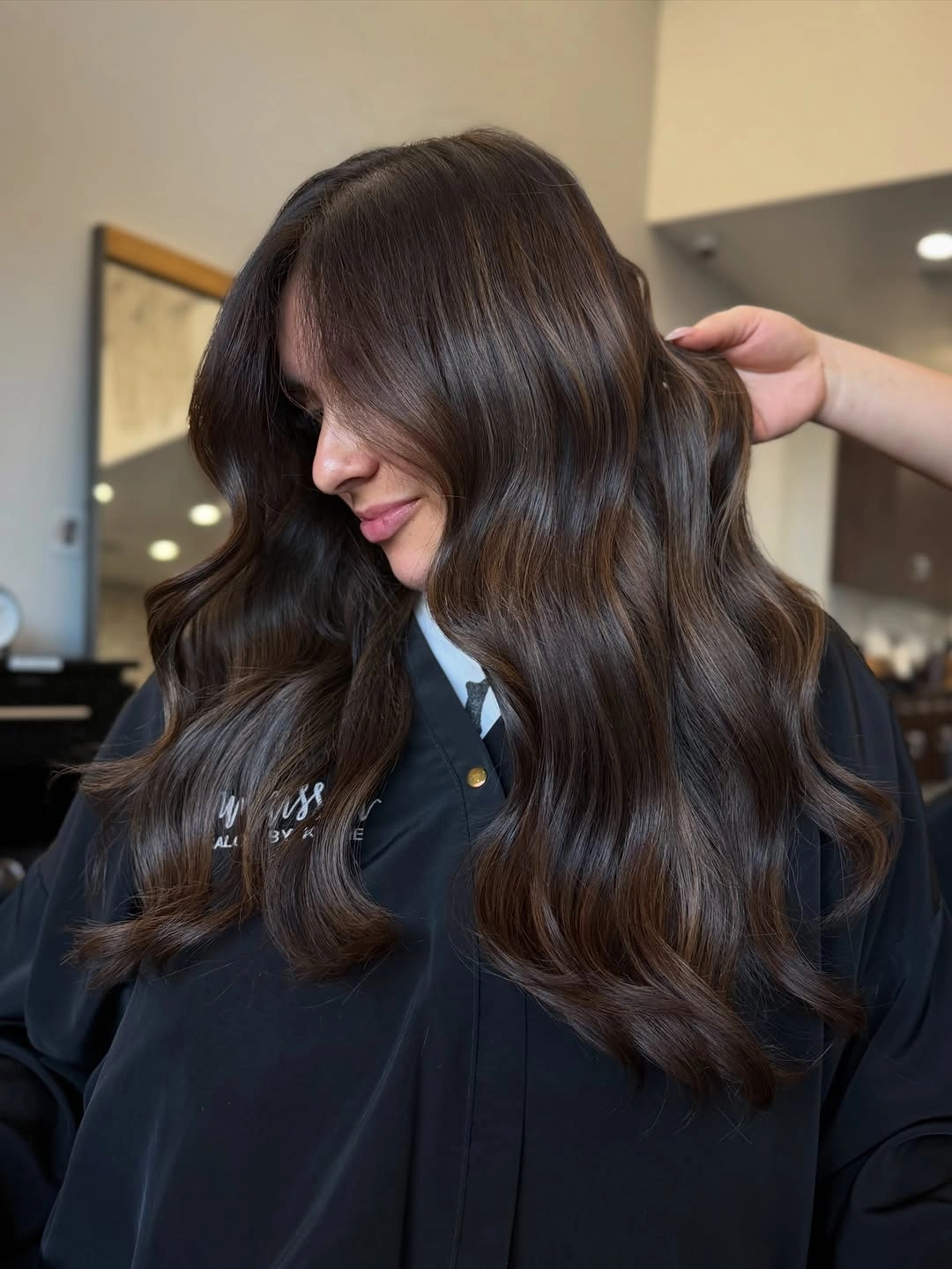 Hair Lowlights: Color Ideas and Inspiration Classic Chocolate Brunette with Seamless Dimensional Lowlights