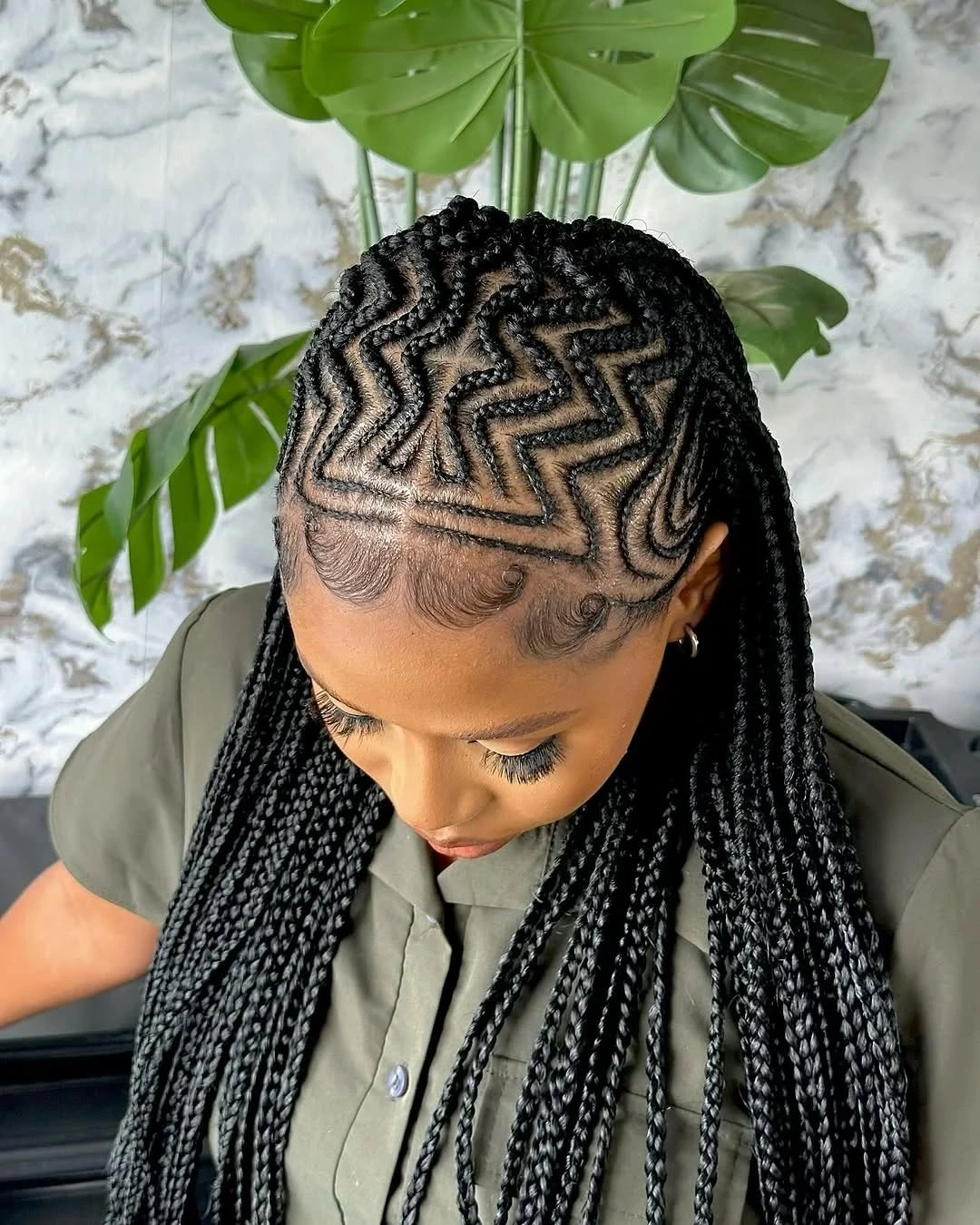 lemonade braid hairstyle Graphic Zigzag Lemonade Braids That Turn the Scalp Into Art