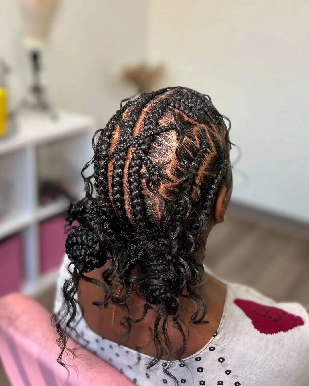 lemonade braid hairstyle Intricate Crisscross Lemonade Braids With Loose Curly Ends