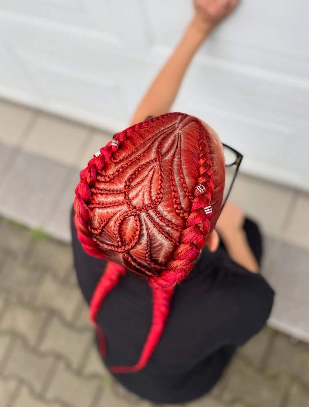 lemonade braid hairstyle Intricate Ruby Lemonade Braids With Sculptural Parting