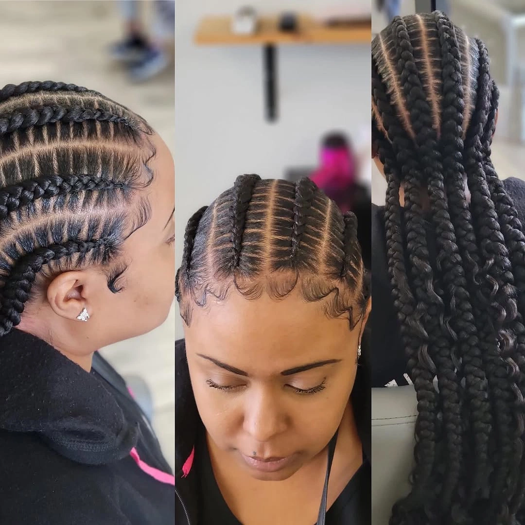 locs hairstyles for black women Classic Braided Faux Locs With Flawless Stitch Parts