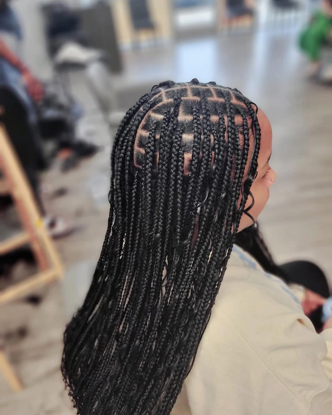 locs hairstyles for black women Micro Loc Braids With Modern Grid Parting