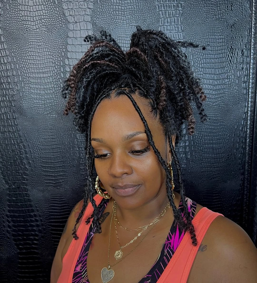 locs hairstyles for black women Half-Up Curly Loc Ponytail With Face-Framing Pieces