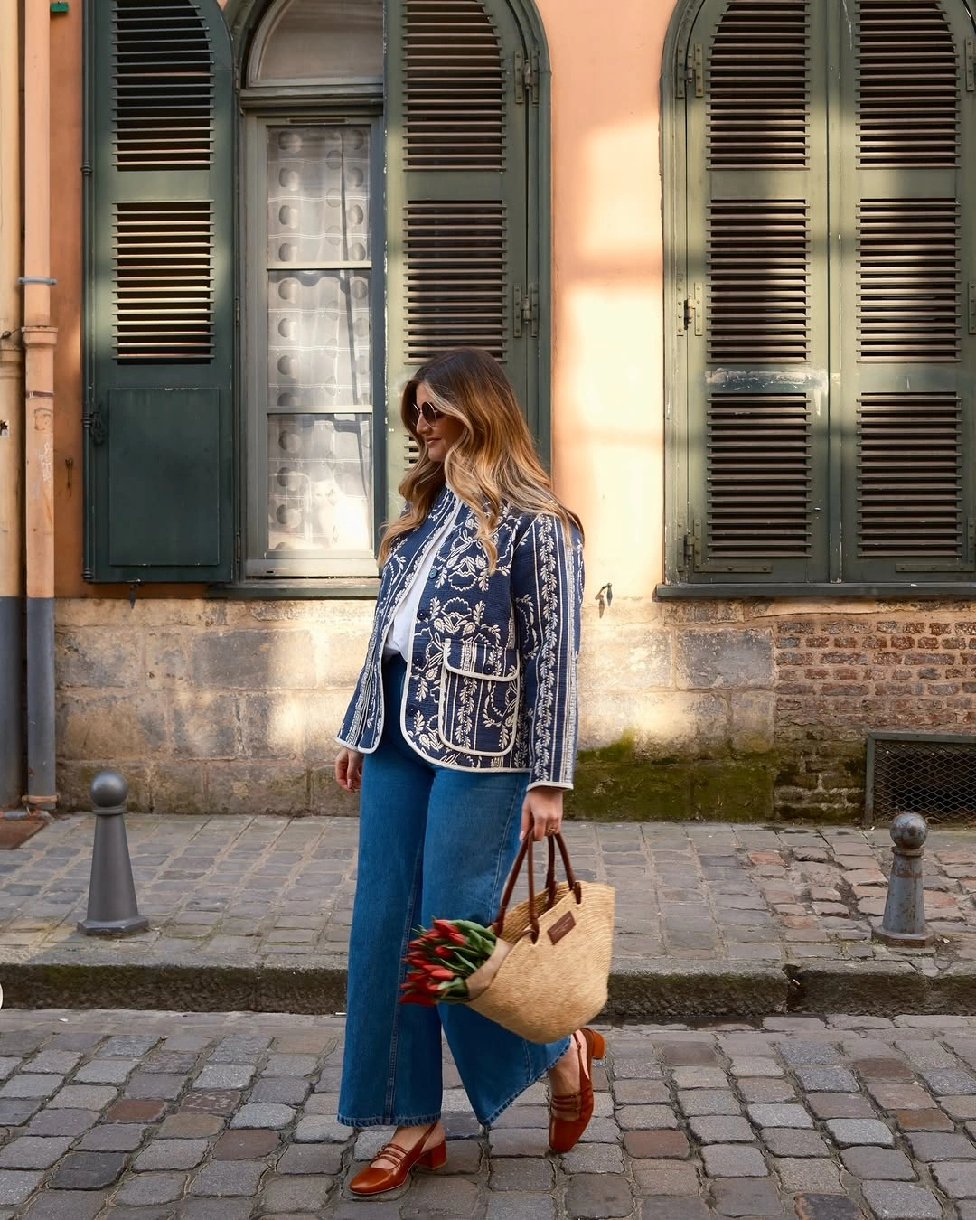 September fashion trends 2026 Embroidered Jacket With Teal Wide Pants