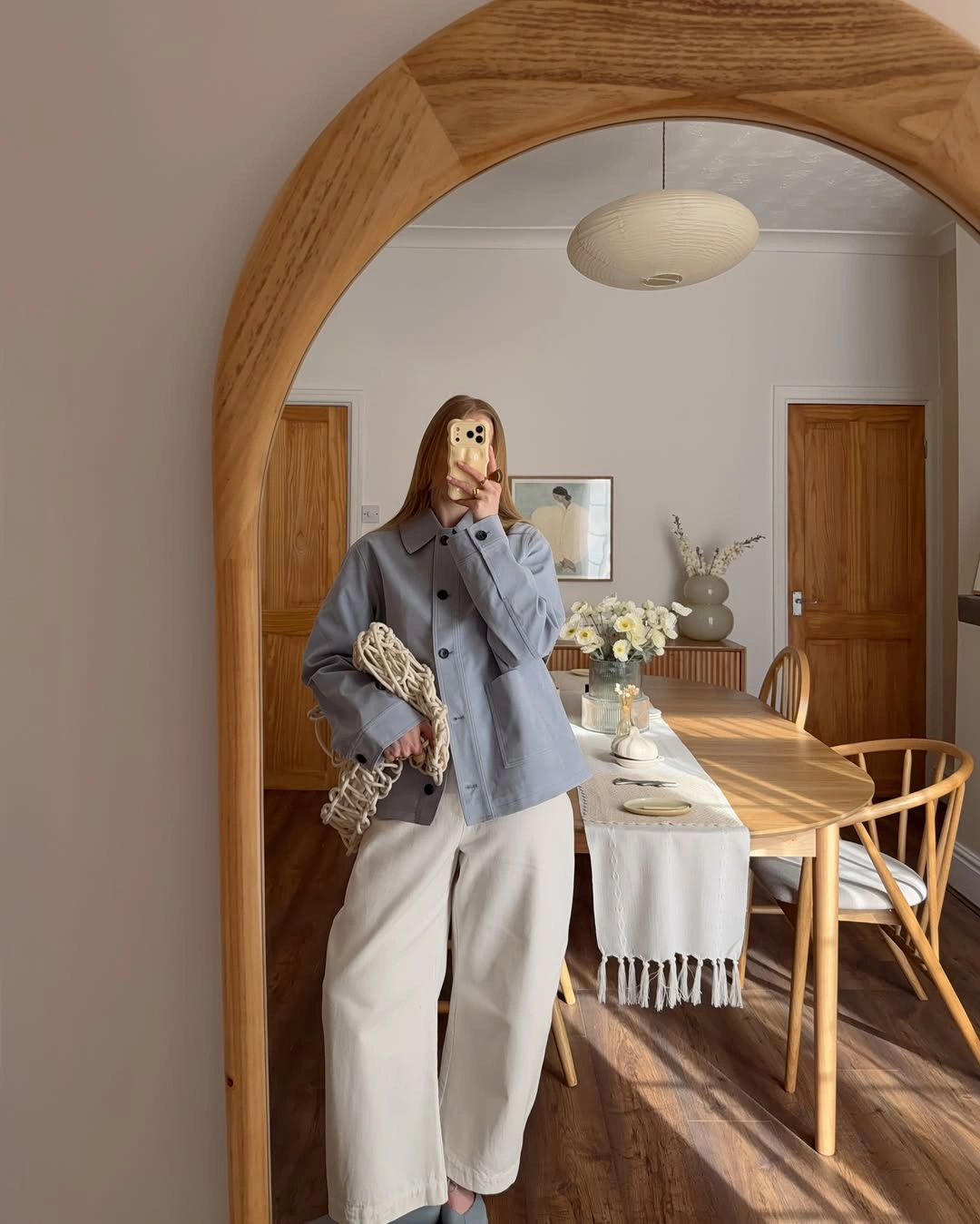 September fashion trends 2026 Gray Blazer With Relaxed Cream Trousers
