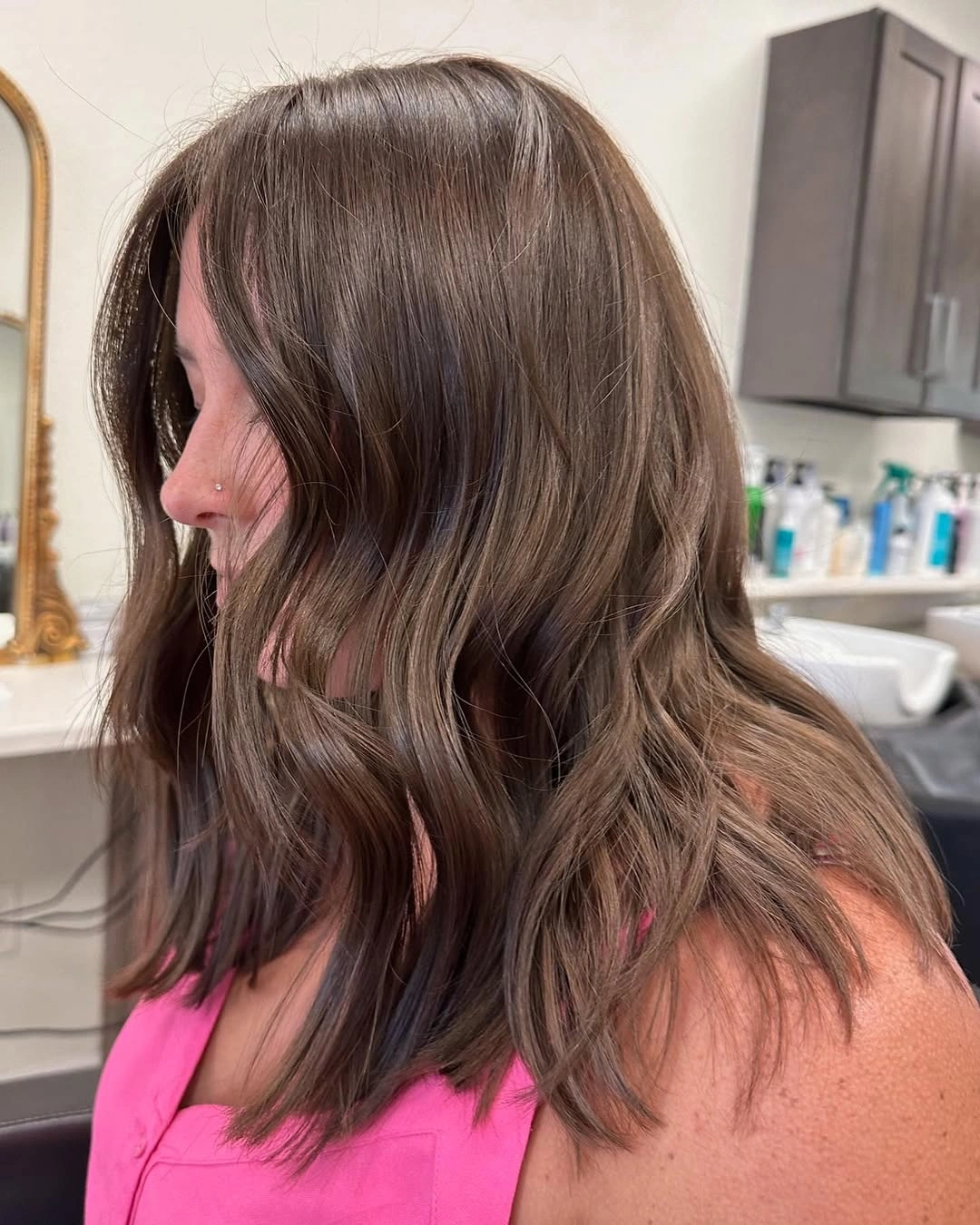 September hairstyles ideas 2026 Medium Brunette Cut With Soft Highlight Lines