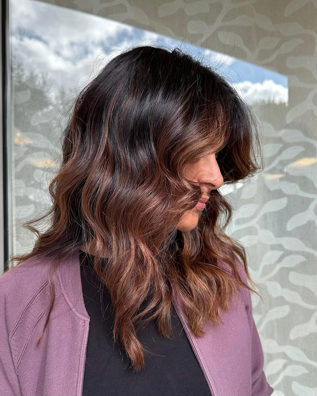 September hairstyles ideas 2026 Copper Brown Lob With Defined Side Waves