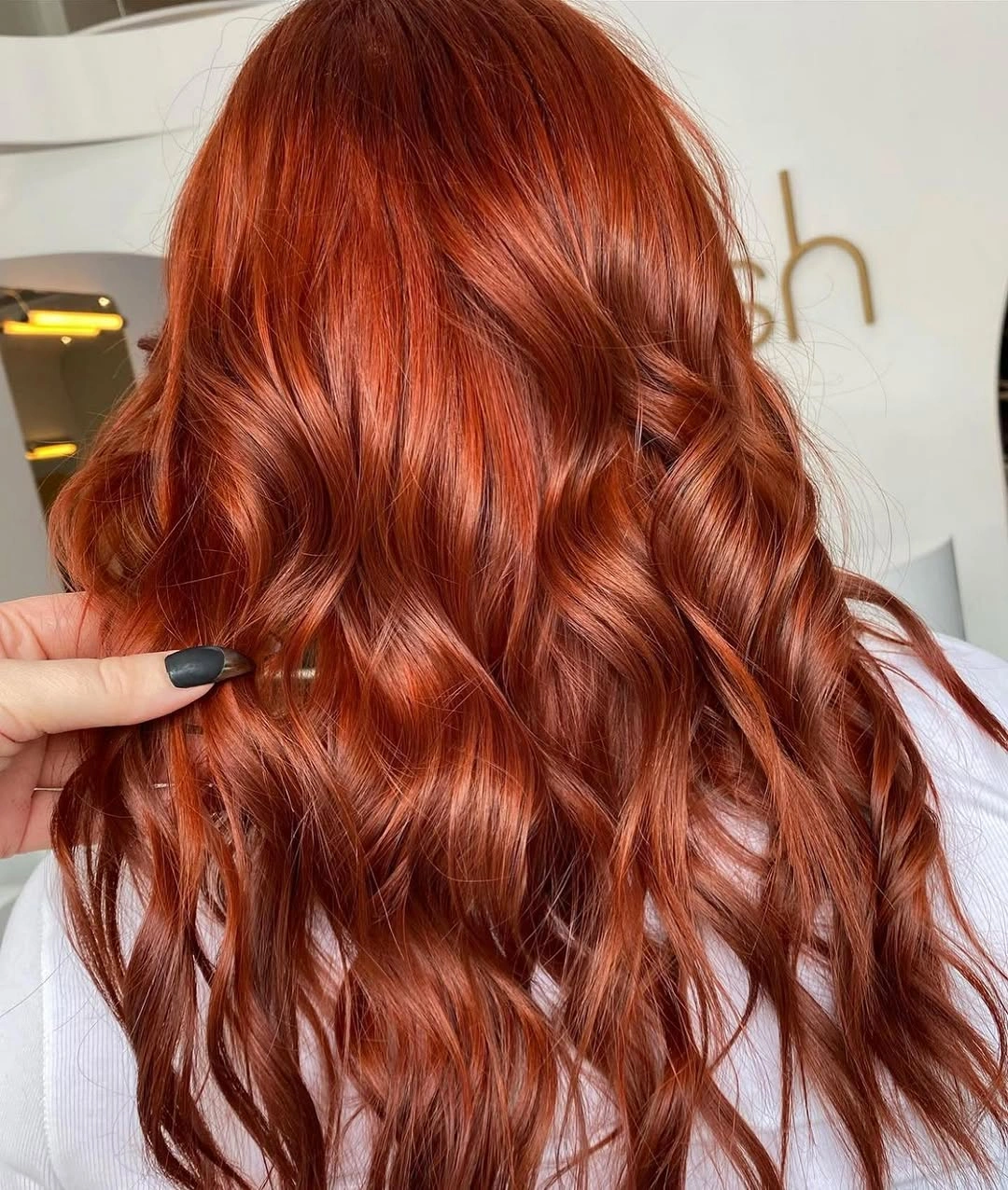 September hairstyles ideas 2026 Copper Red Waves Viewed From The Back