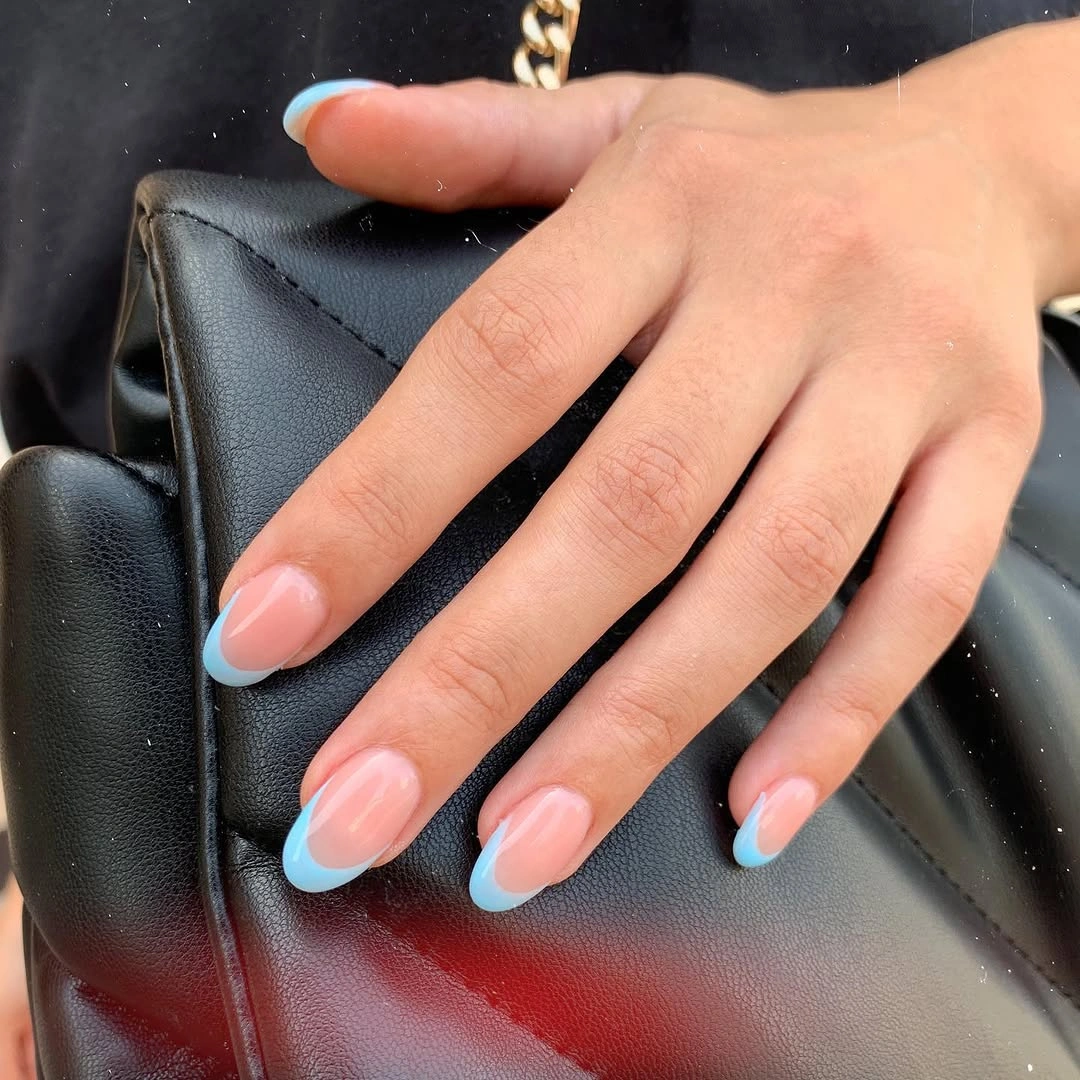September nail art ideas 2026 Aqua French Fade On Short Nails