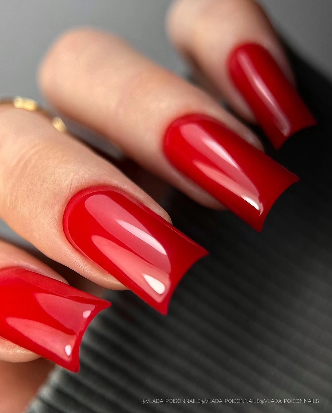 September nails color 2026 Scarlet Red Long Square Nails