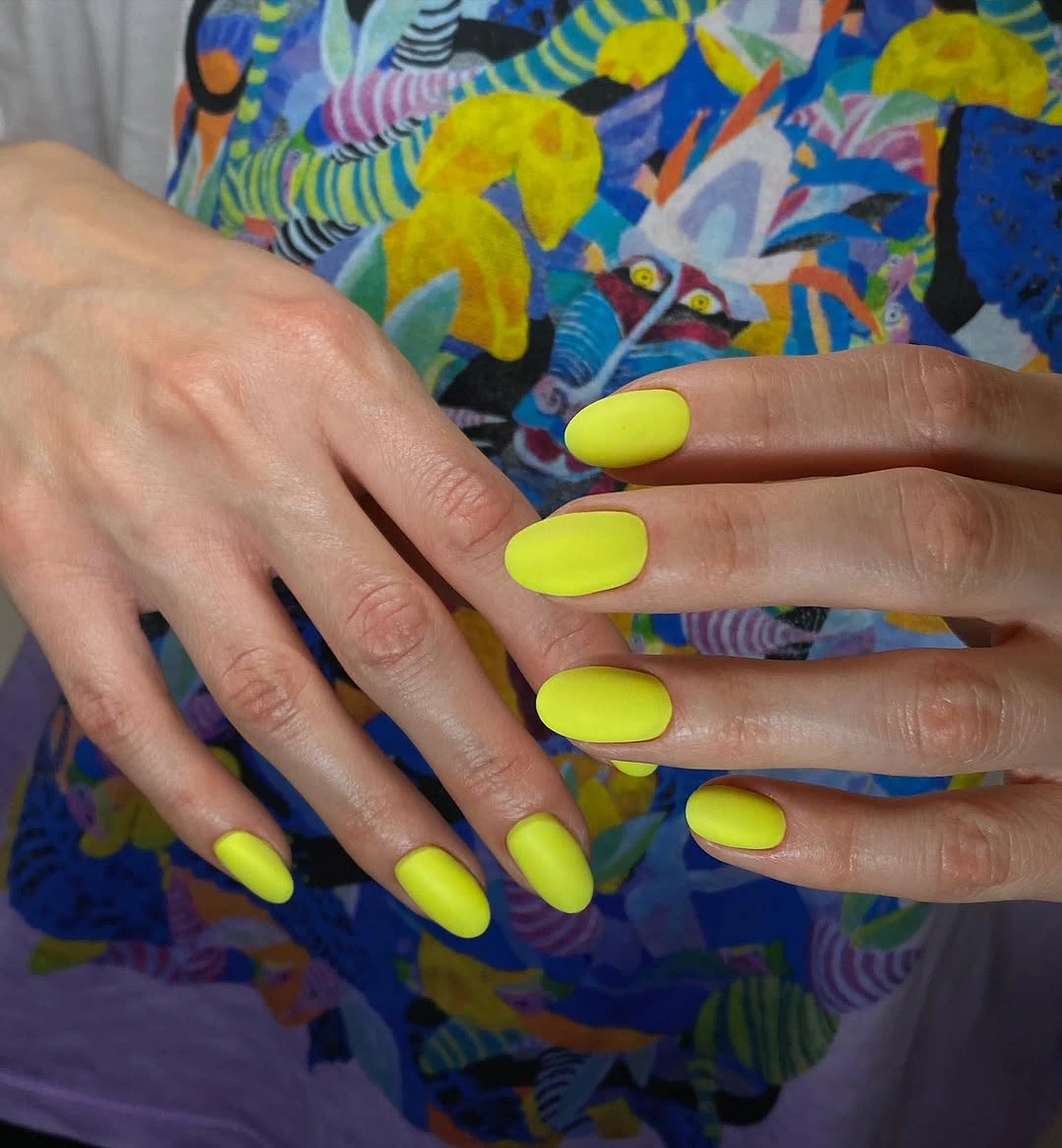 September nails color 2026 Neon Yellow Almond Nails