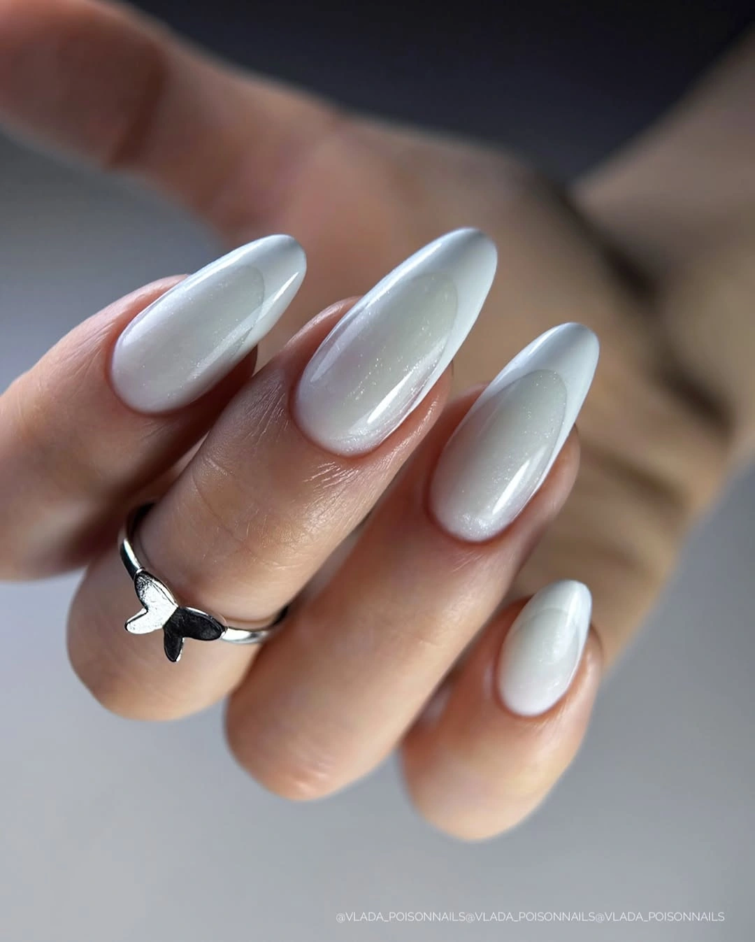 September nails color 2026 Pearl White Almond Nails