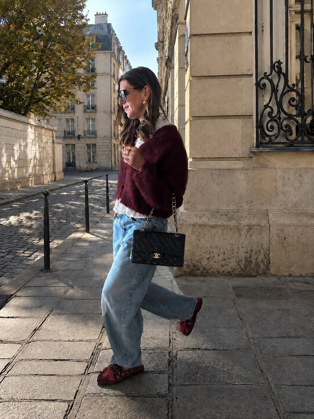 September outfits ideas 2026 Burgundy Knit With Easy Light Denim