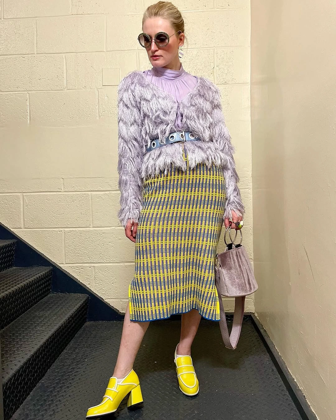 shaggy jacket Pastel Shaggy Jacket with Playful Vintage Charm