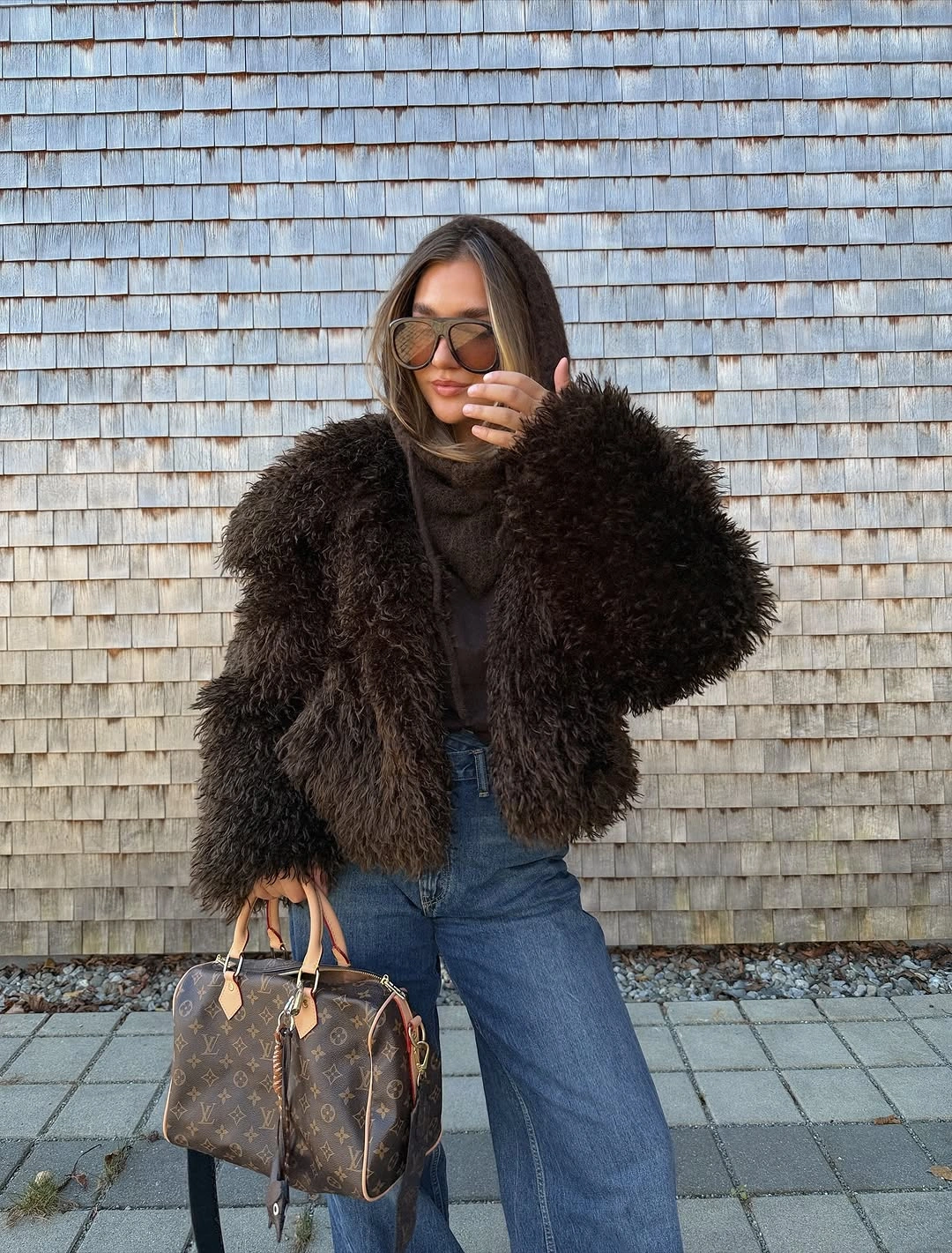 shaggy jacket Deep Brown Texture with Relaxed Everyday Layers