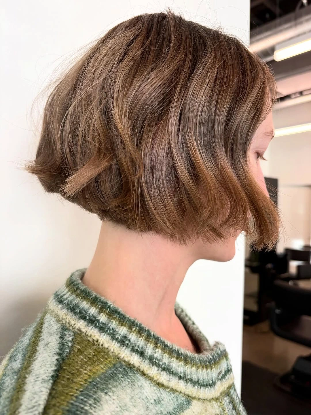 short bobbed hairstyle Soft Espresso Bob with a Precision Nape