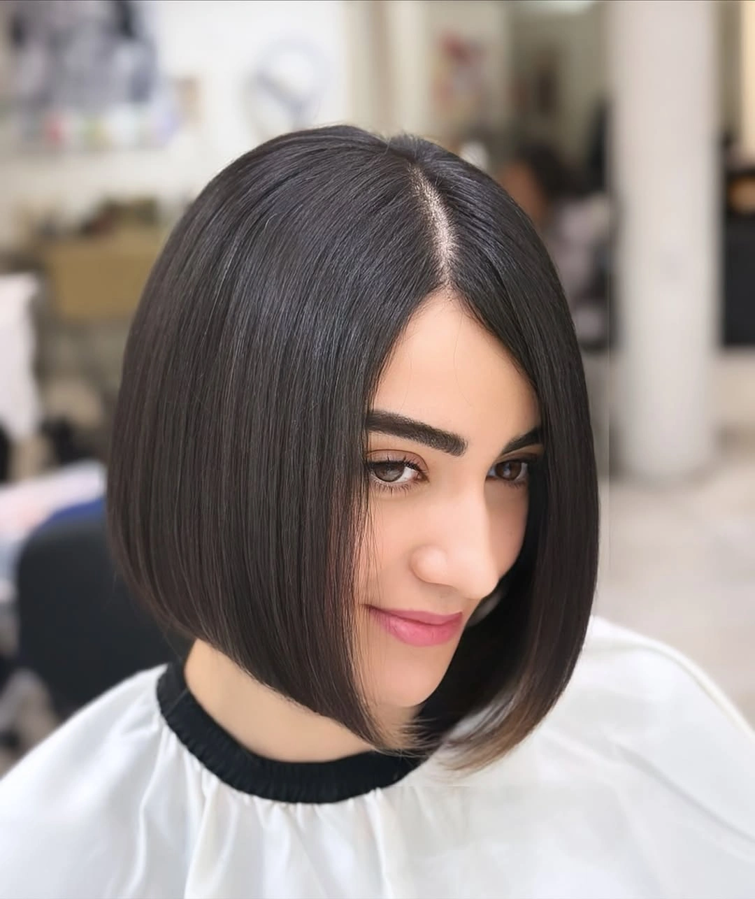 short bobbed hairstyle Soft Angled Bob with Timeless Balance