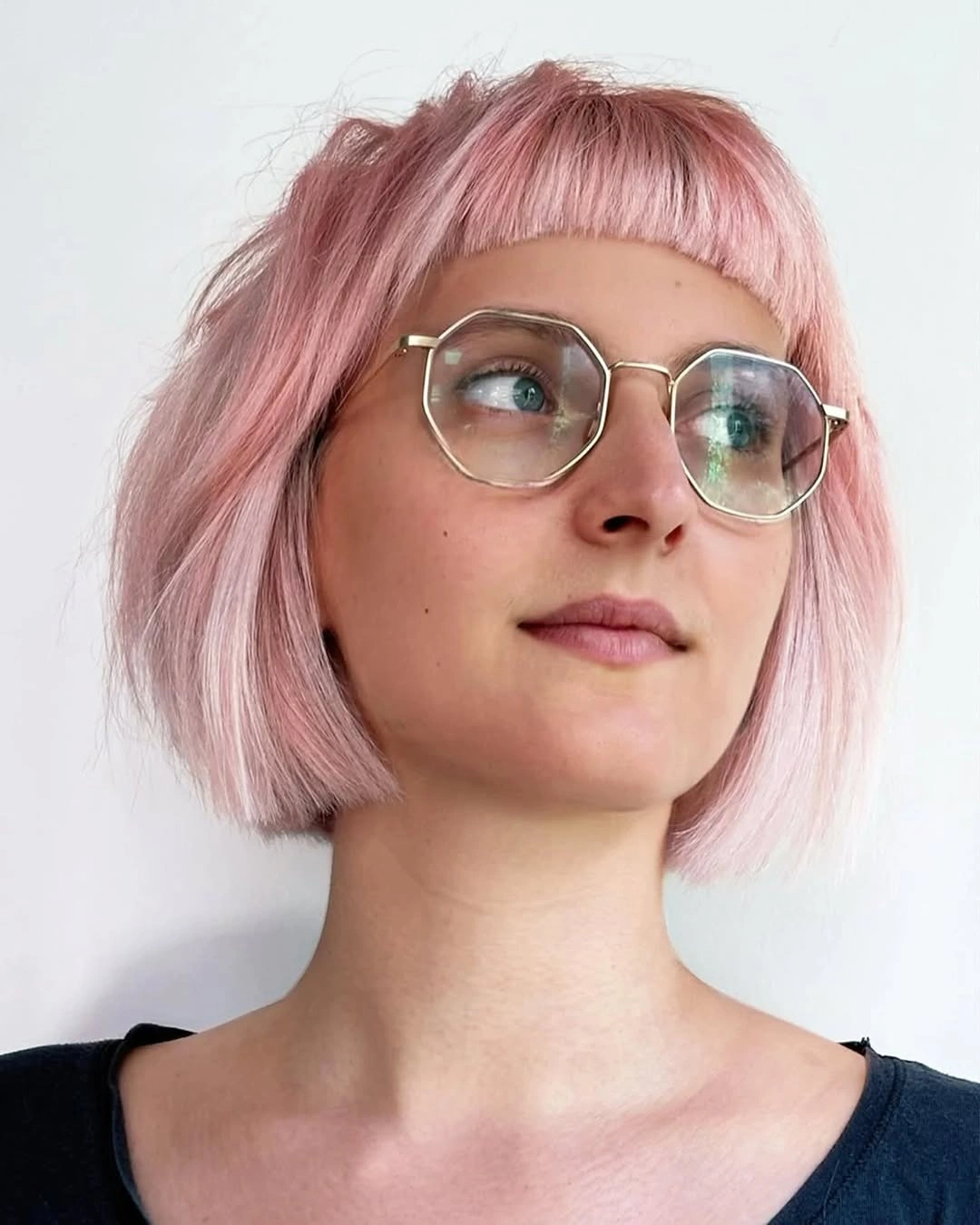 short bobbed hairstyle Playful Pastel Bob with Micro Bangs