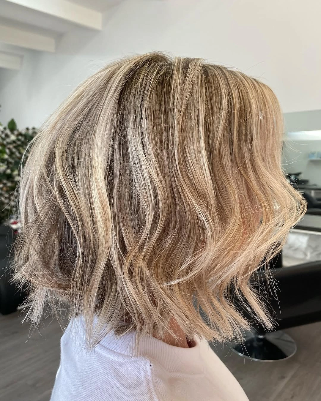 short bobbed hairstyle Soft Textured Blonde Bob with Beachy Waves