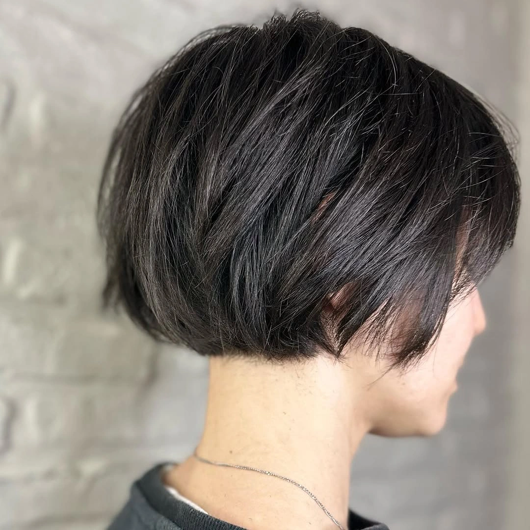 short bobbed hairstyle Glossy Midnight Bob with Hidden Volume