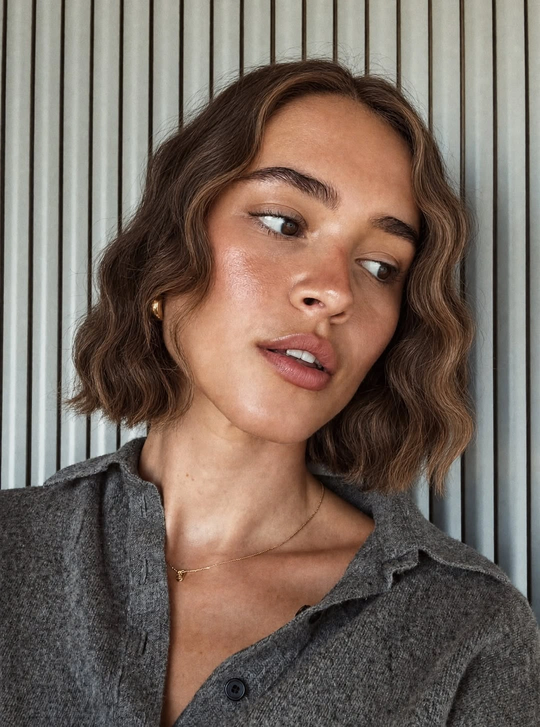 short bobbed hairstyle Soft Textured Mocha Bob with Natural Waves