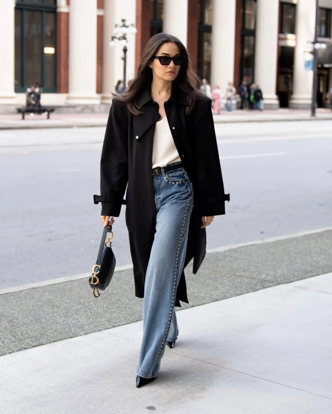 Trench coat fall outfits 2026 Black Trench Coat With Denim Street Style Energy