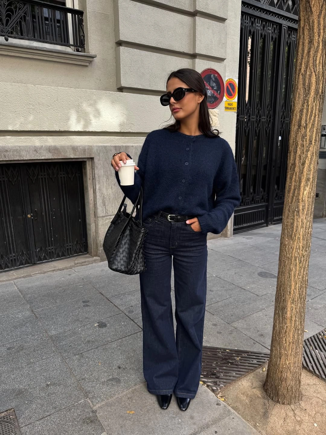 wide leg jeans outfit fall 2026 Dark Denim And Knit Layers With Quiet Luxury Energy
