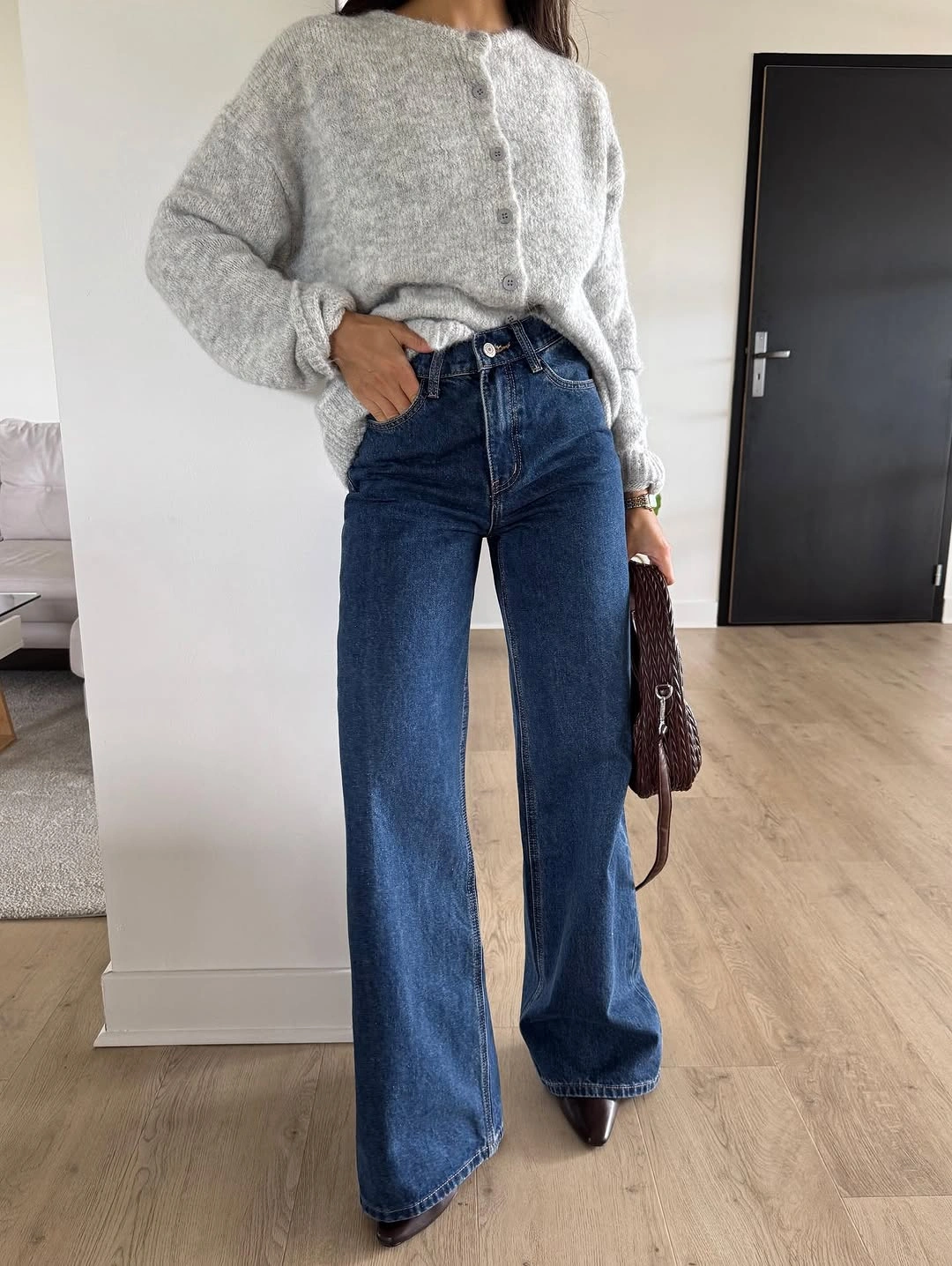 wide leg jeans outfit fall 2026 Cozy Knit And High Waist Denim For Effortless Fall Days