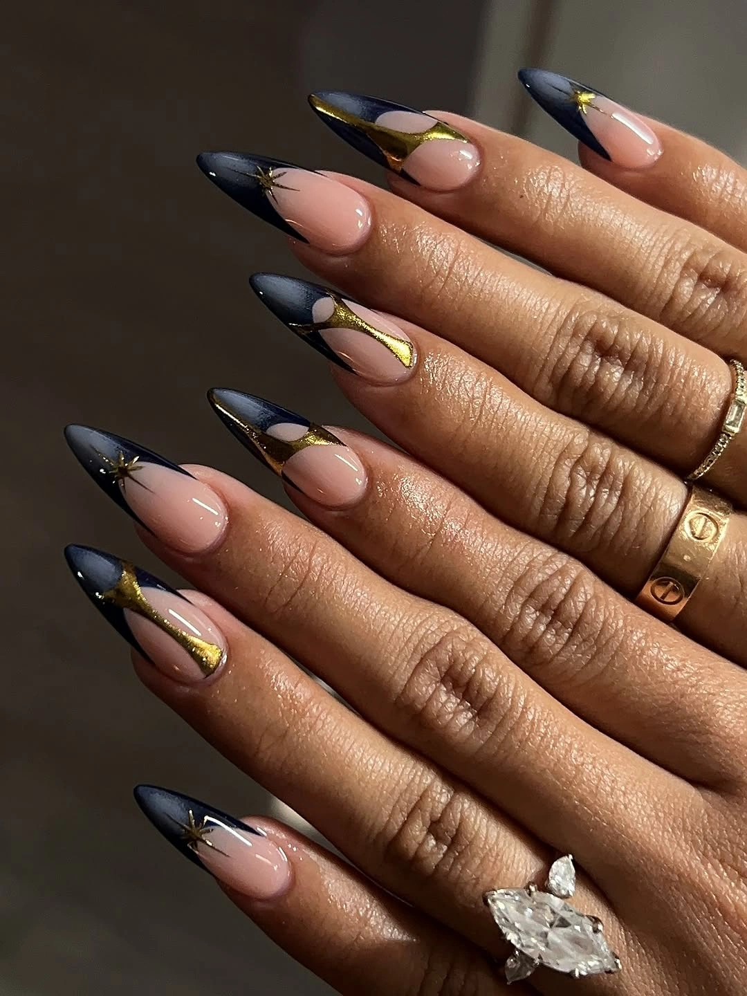Pale pink short nails with vivid green French tips