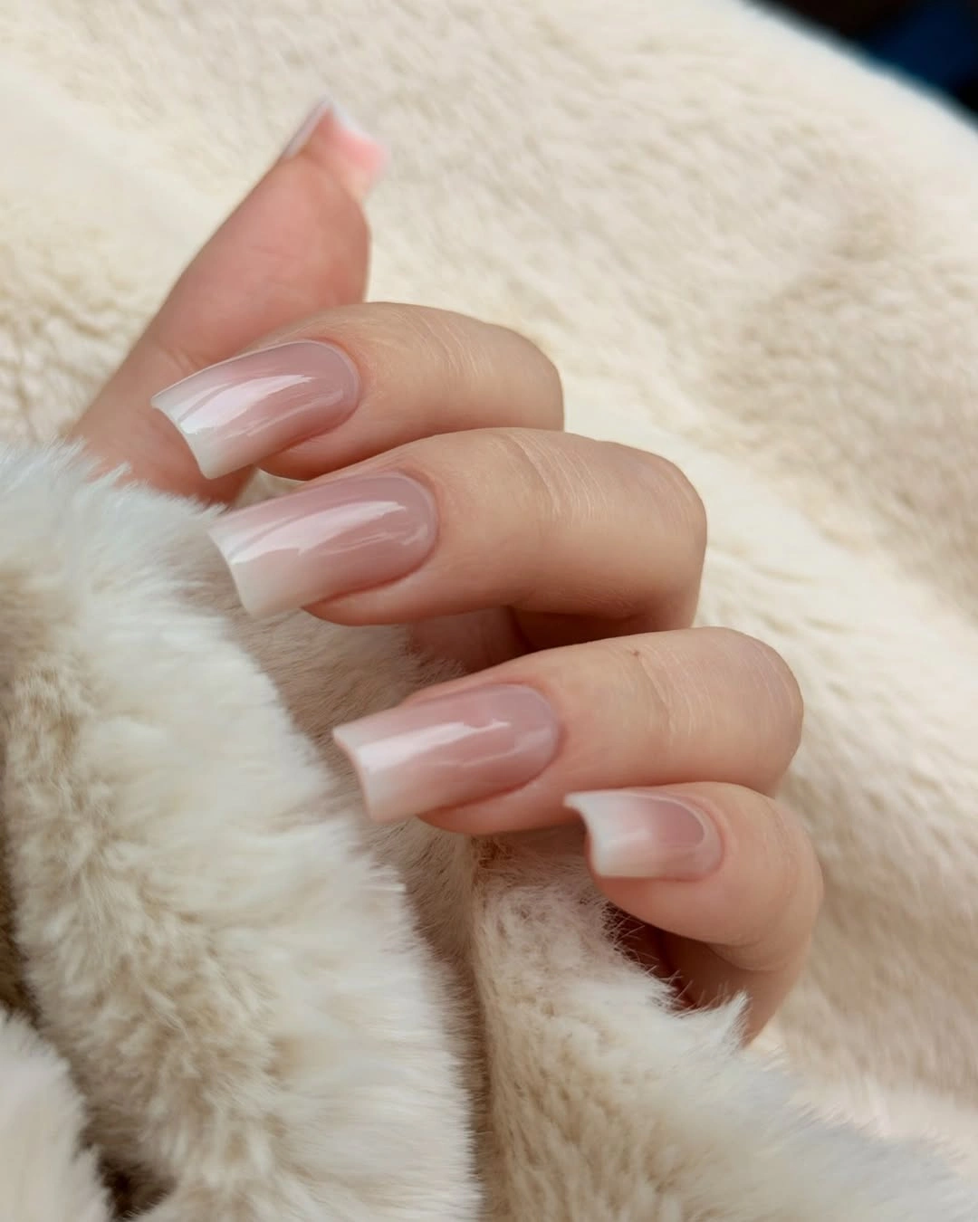 Medium sheer nude pink almond nails