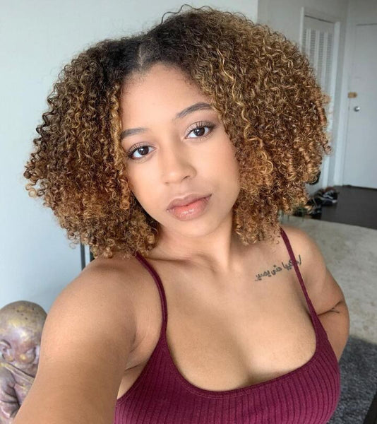 Bob with Honey Blonde Highlights Bob with Honey Blonde Highlights — Deep Winter Hair Color