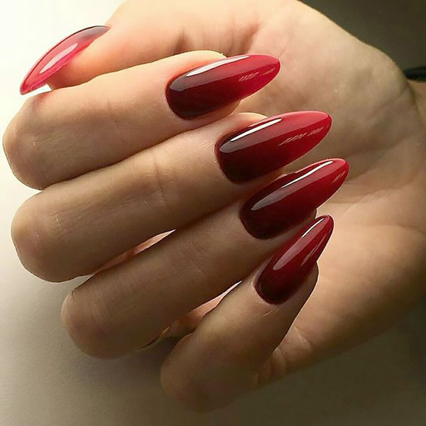 Deep Red to Dark Red Ombre — Winter Ombre Nails