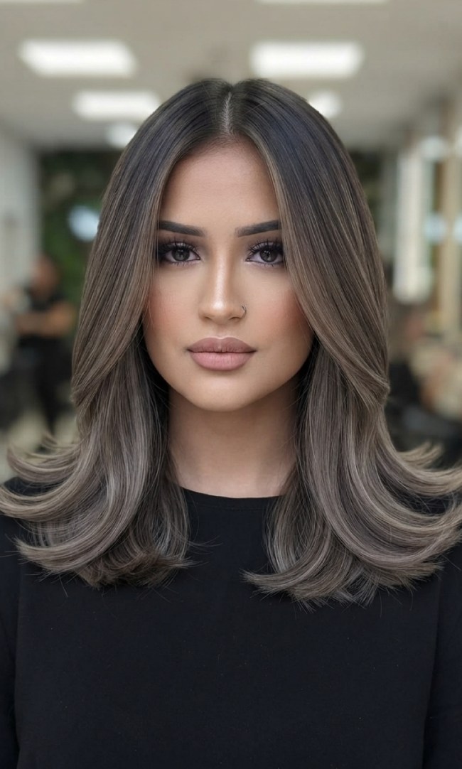 Cool Mushroom Brown Lob With Flipped Ends Cool Mushroom Brown Lob With Flipped Ends — Mushroom Brown Hair