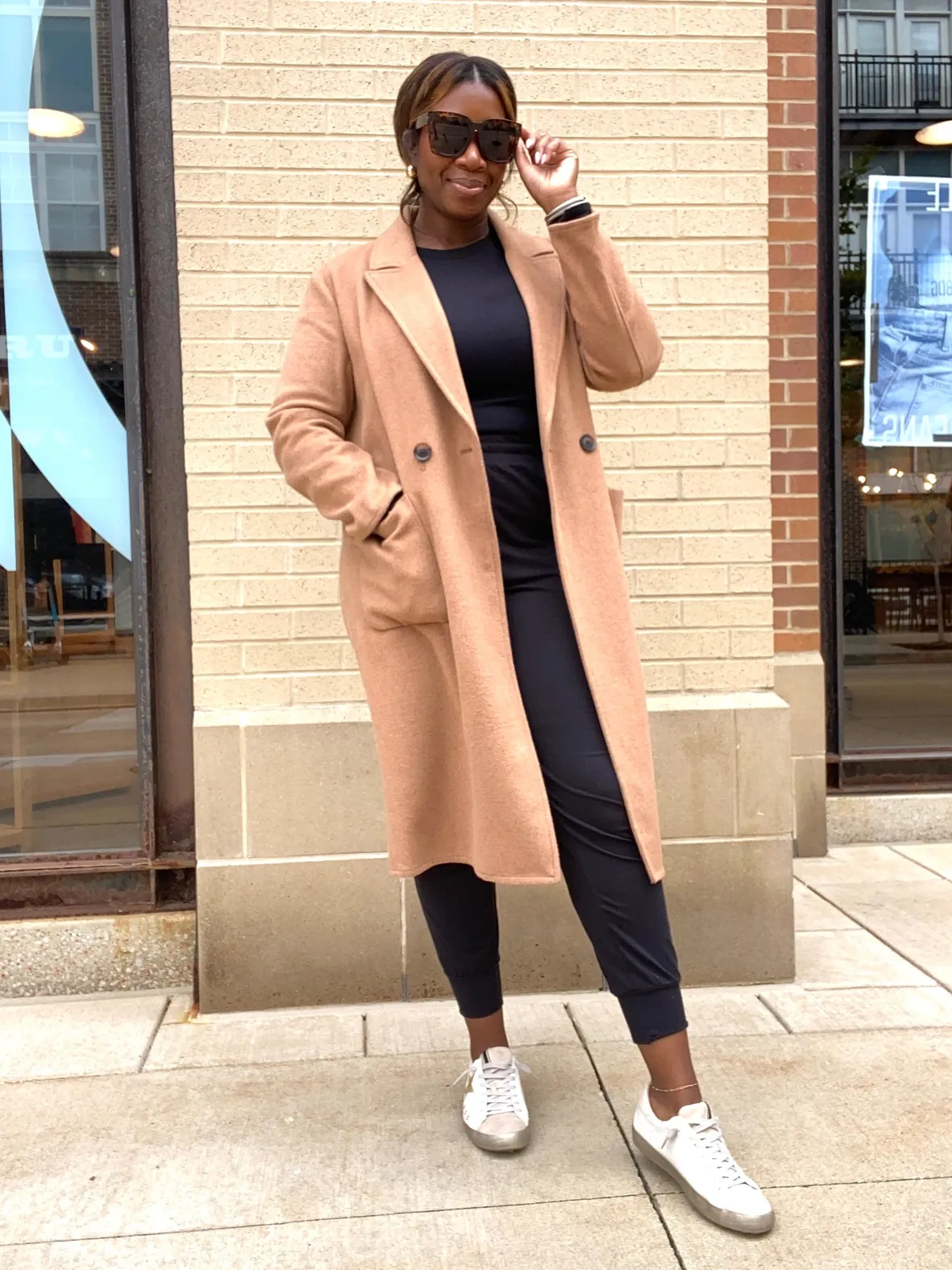 Camel Wool Blend Coat for Everyday Casual — Brown Coat Outfits