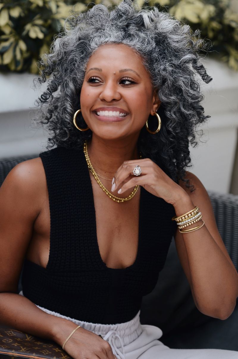 Shoulder Layers With Natural Grey Shoulder Layers With Natural Grey — Winter Haircuts for Curly Hair