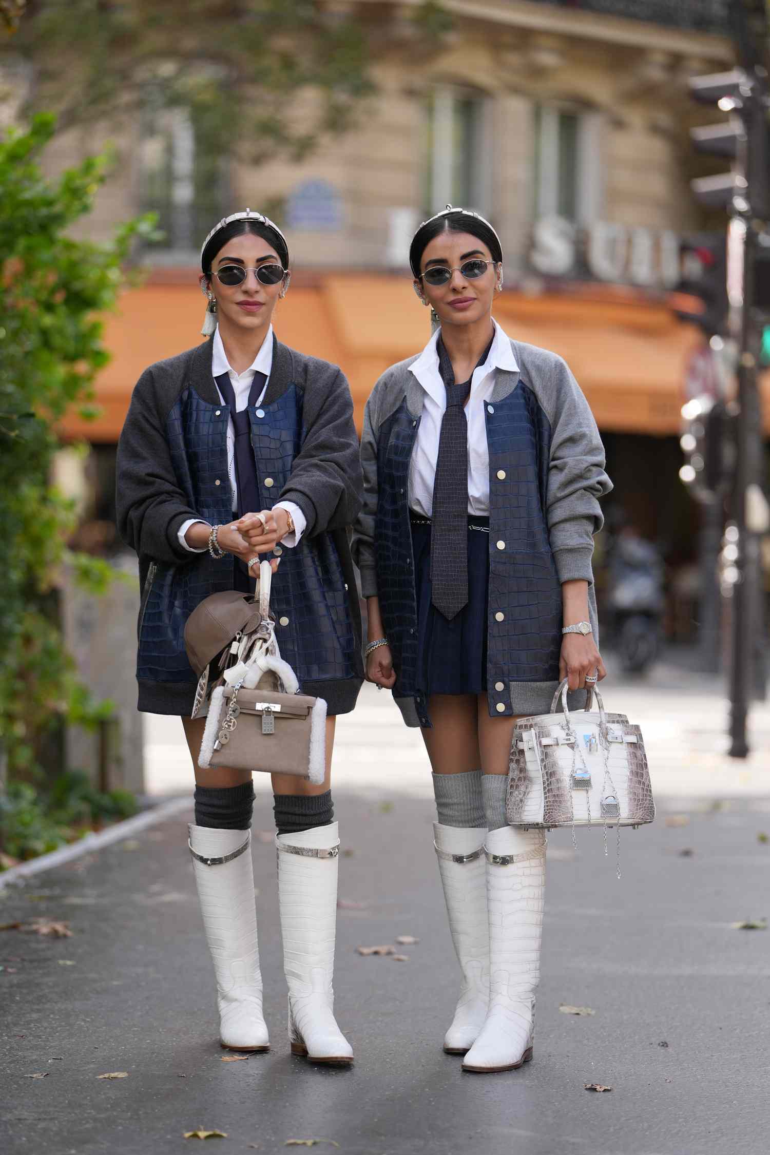 Preppy Skirt Suit with Knee-High Boots — Winter College Outfits