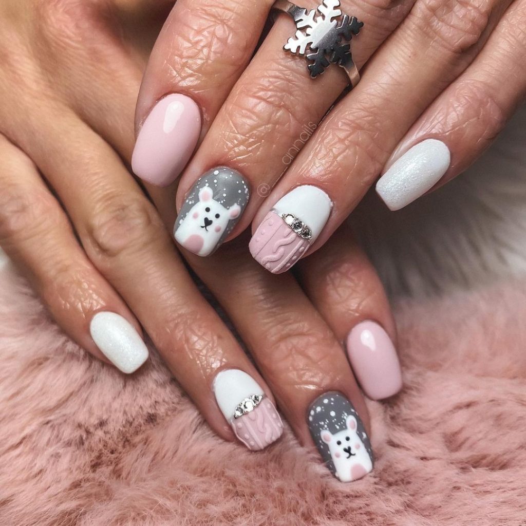 Cute Polar Bears and Cozy Cable Knit Cute Polar Bears and Cozy Cable Knit — Cute Winter Nails