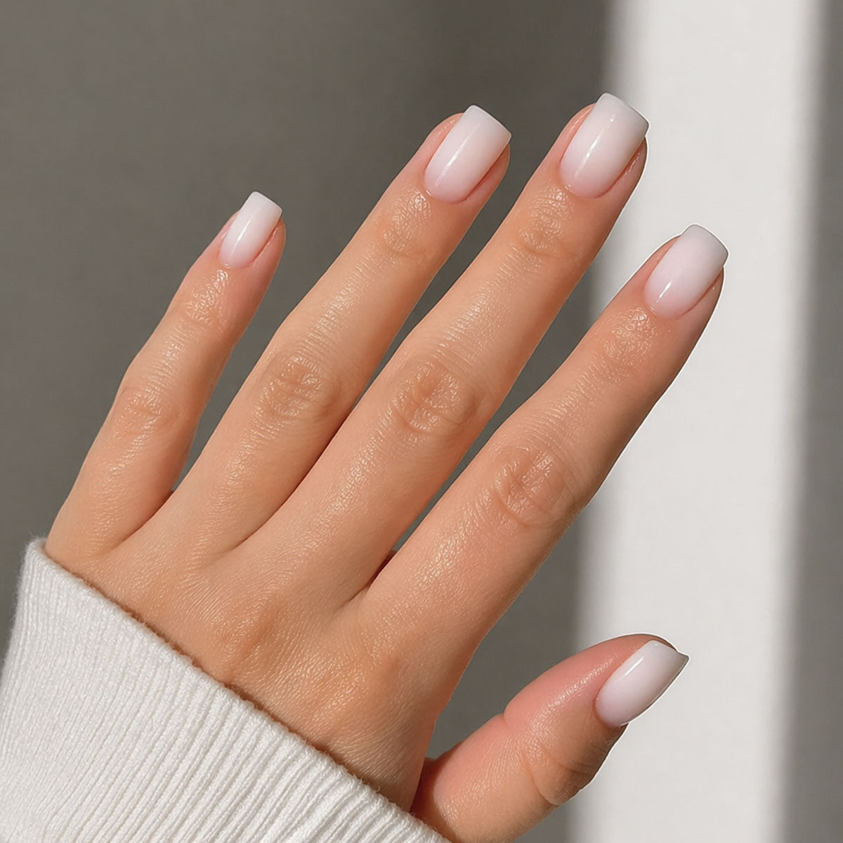 Sheer Milky White Short Square — Milky White Nails