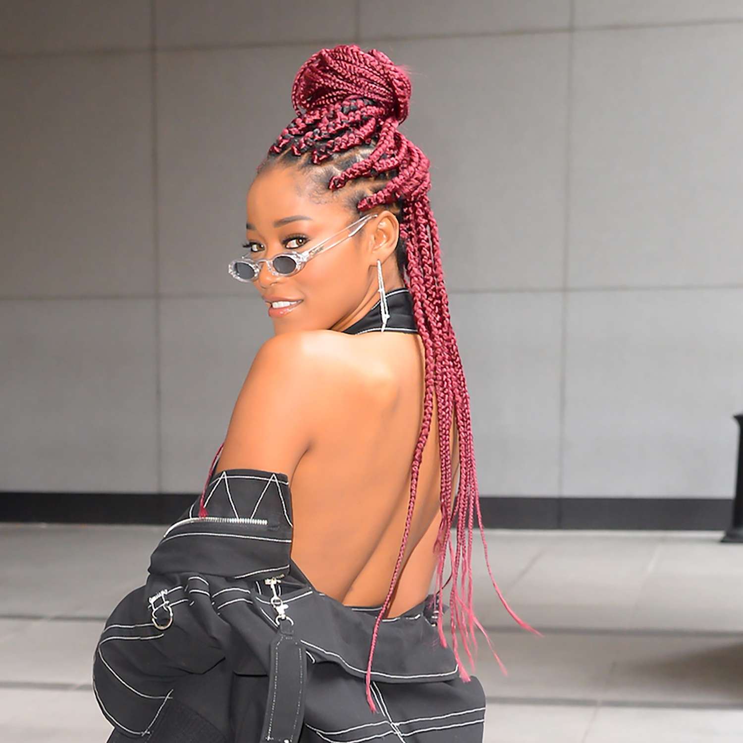 Burgundy Braids in a High Bun — Winter Braids for Black Women