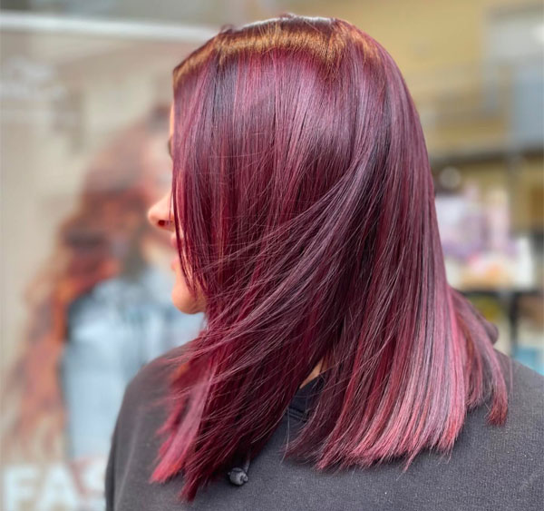 Plum Burgundy Lob — Plum Hair Color