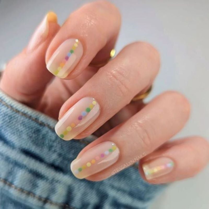 Delicate Pastel Dot Line Nails Delicate Pastel Dot Line Nails — Nail Art Ideas