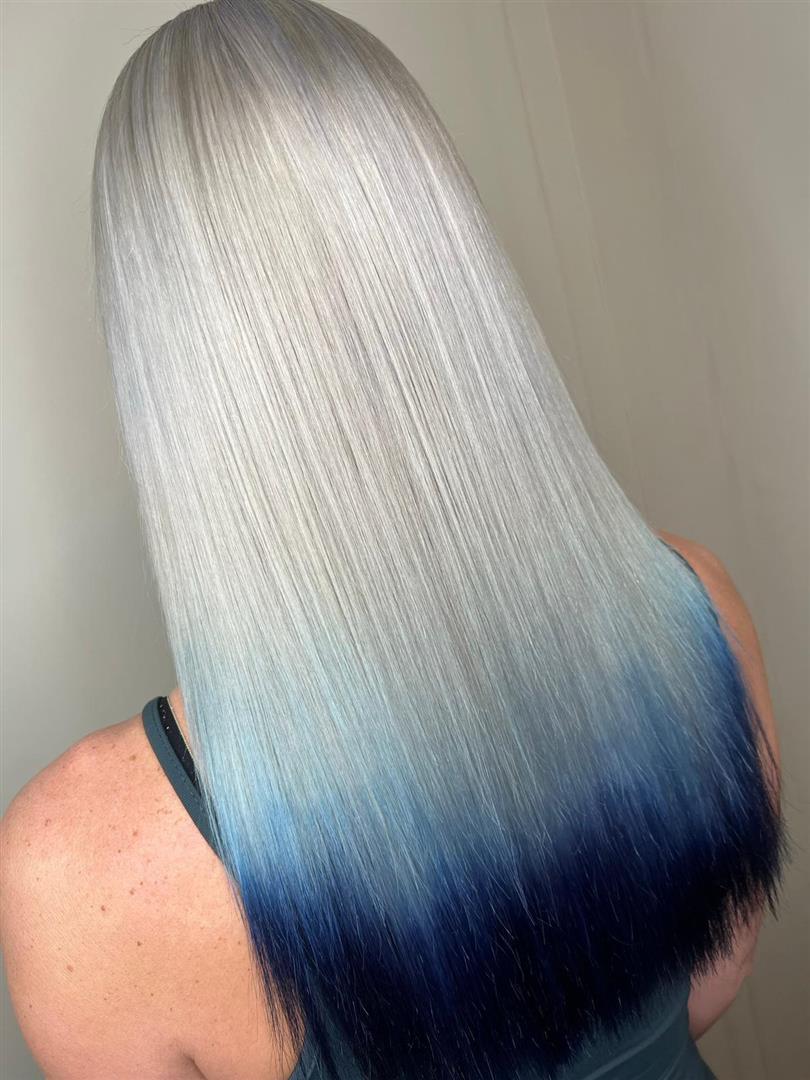 Ice Blonde To Navy Blue Ombre Ice Blonde To Navy Blue Ombre — Winter Ombre Hair