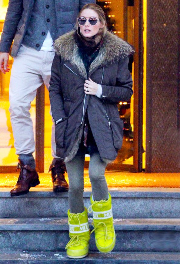 Lime Green Moon Boots with Fur-Trimmed Jacket — Moon Boots Outfits