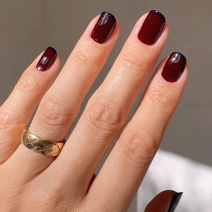 Dark Navy Blue Tips Visual Idea Dark Navy Blue Tips Visual Idea — Winter Nail Colors for Pale Skin