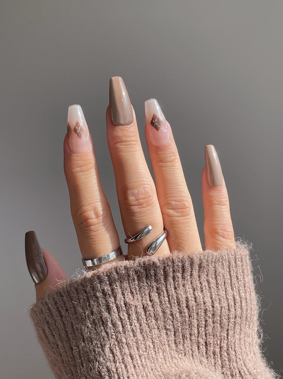 Argyle Pattern Visual Idea Argyle Pattern Visual Idea — Long Winter Nails
