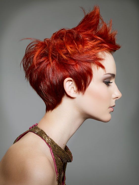 Spiky Vibrant Red Pixie — Winter Hairstyles for Short Hair