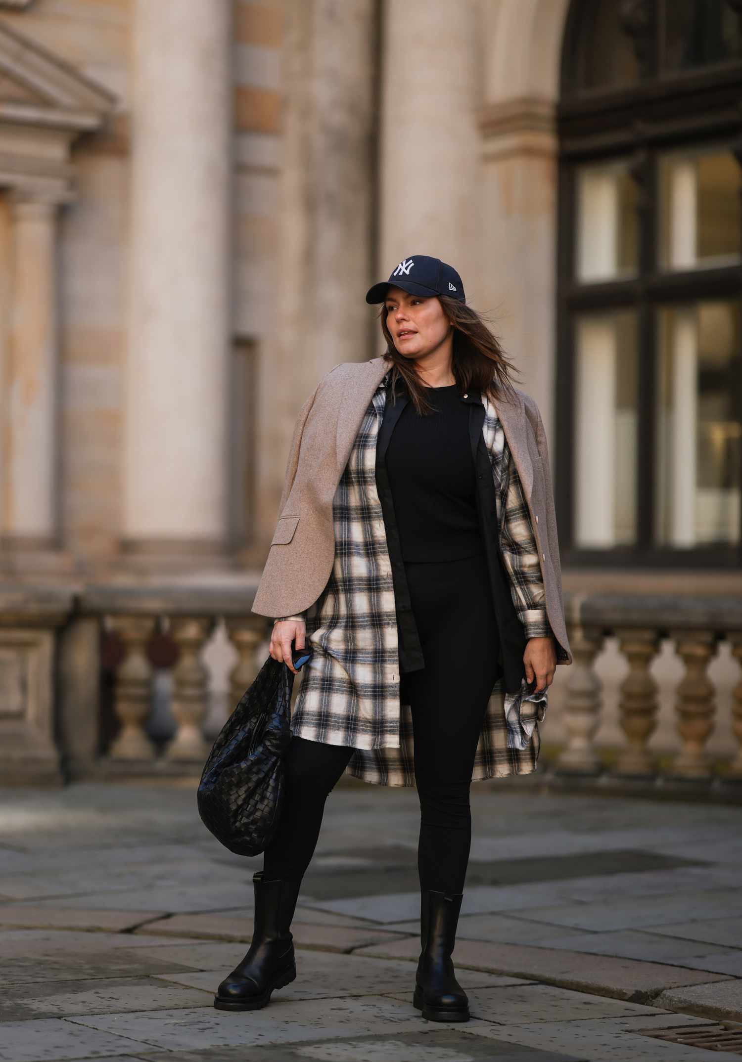 Layered Plaid Shirt with Blazer and Leggings: Cozy Fall Casual — Fall to Winter Outfits