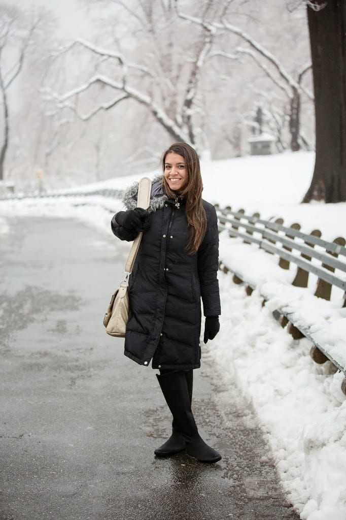 Longline Black Puffer Coat with Knee-High Boots for a Snowy Day Longline Black Puffer Coat with Knee-High Boots for a Snowy Day — NYC Winter Outfits