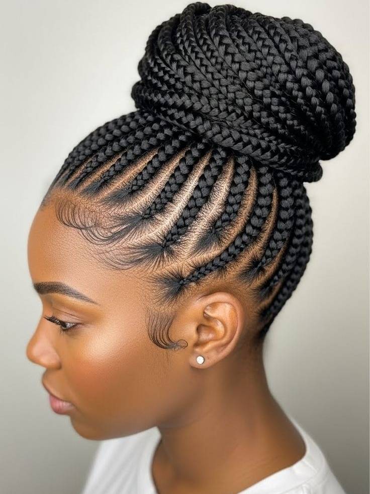 Mid-Back Sleek High Braided Bun (Coily) Mid-Back Sleek High Braided Bun (Coily) — Winter Bun Hairstyles