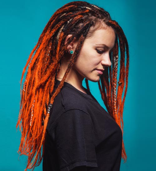 Locs With Vibrant Orange Tips Locs With Vibrant Orange Tips — Winter Loc Styles